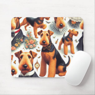 Retro Airedale Terrier Seamless Mouse Mat