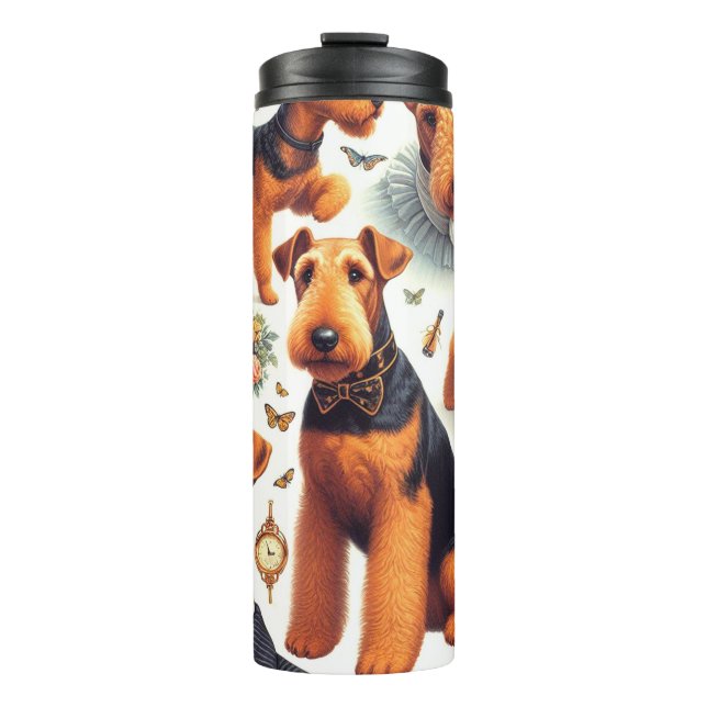 Retro Airedale Terrier Seamless Thermal Tumbler (Front)