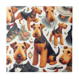 Retro Airedale Terrier Seamless Tile