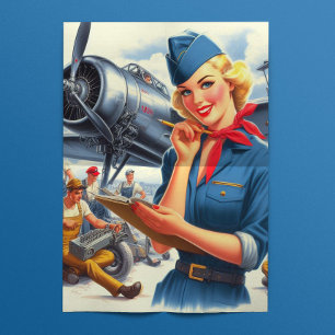 Retro Airplane Pilot Pinup Tissue Paper