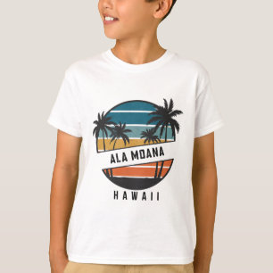 Retro Ala Moana Beach Hawaii Surfboard Surfing T-Shirt