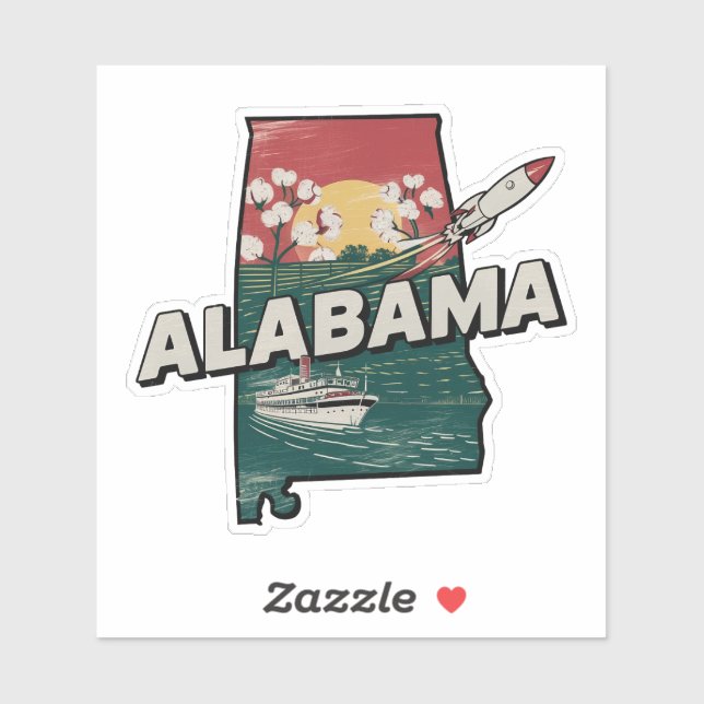 Retro Alabama State Car Sticker (Sheet)