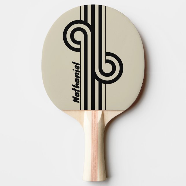 Retro Alabaster Dual Stripe Loop with Name Ping Pong Paddle (Back)