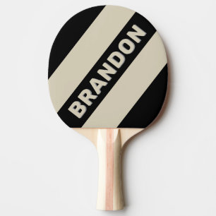 Retro Alabaster Three Bold Stripes with Name Ping Pong Paddle