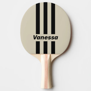 Retro Alabaster Three Pin Stripes with Name Ping Pong Paddle