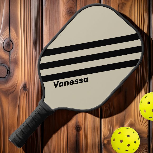 Retro Alabaster Three Stripes with Name Pickleball Paddle (Creator Uploaded)