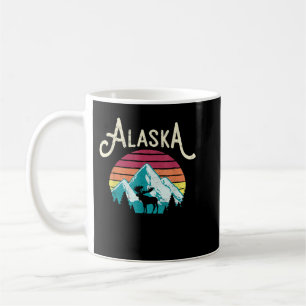 Retro Alaska, AK Juneau Mountains Wildlife Moose Coffee Mug