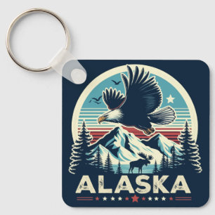 Retro Alaska Key Ring