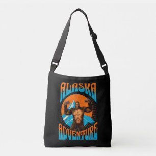 Retro Alaska Sasquatch Mountain Adventure Crossbody Bag