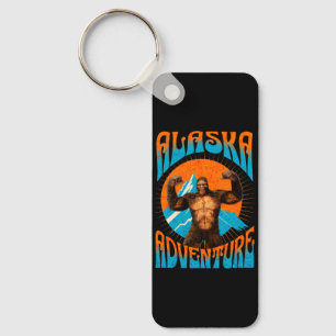 Retro Alaska Sasquatch Mountain Adventure Key Ring