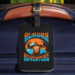 Retro Alaska Sasquatch Mountain Adventure Luggage Tag