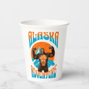 Retro Alaska Sasquatch Mountain Adventure Paper Cups