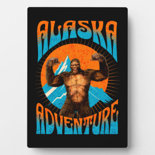 Retro Alaska Sasquatch Mountain Adventure Plaque