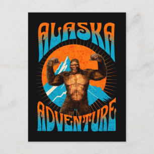 Retro Alaska Sasquatch Mountain Adventure Postcard