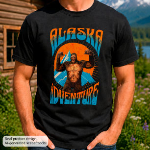 Retro Alaska Sasquatch Mountain Adventure T-Shirt