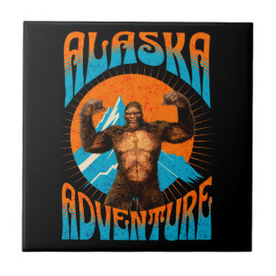 Retro Alaska Sasquatch Mountain Adventure Tile