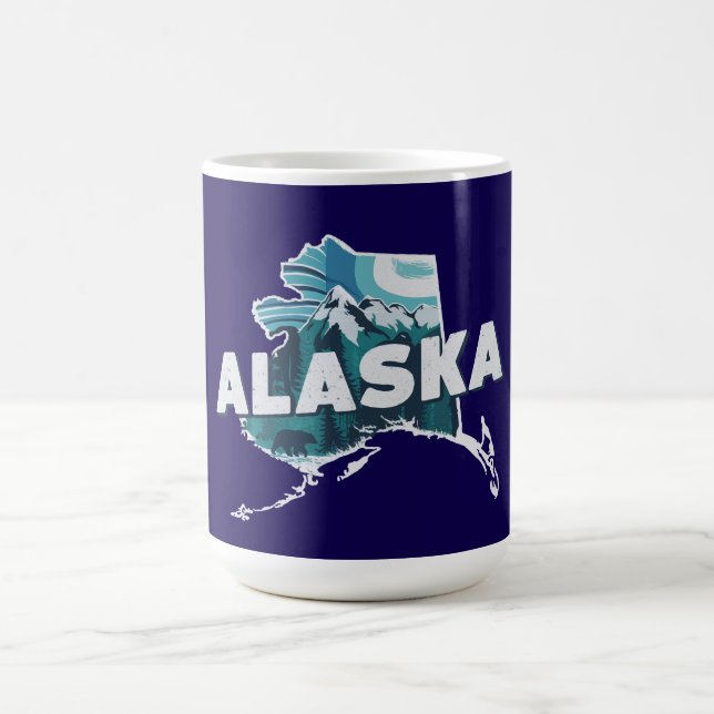 Retro Alaska Scenic Silhouette   Coffee Mug (Center)