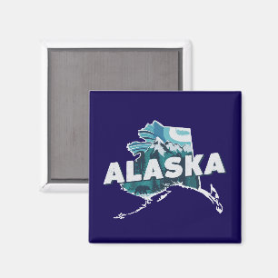 Retro Alaska Scenic Silhouette   Magnet