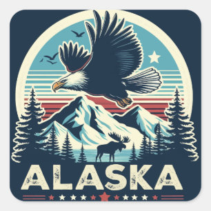 Retro Alaska Square Sticker