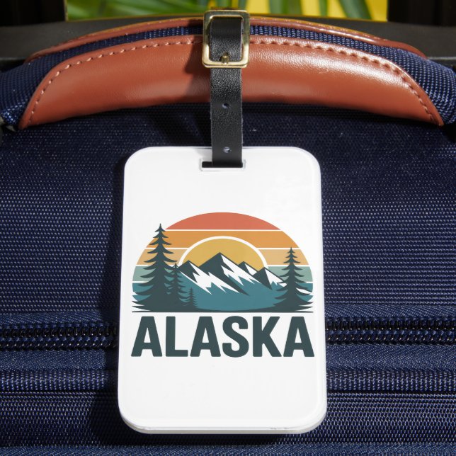 Retro Alaska Sunset Adventure  Luggage Tag (Front Insitu 2)