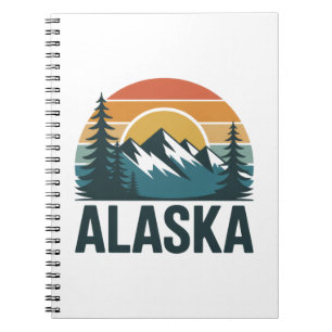Retro Alaska Sunset Adventure Notebook