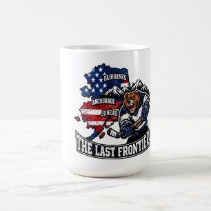 Retro Alaska The Last Frontier Ice Hockey Bear Map Coffee Mug