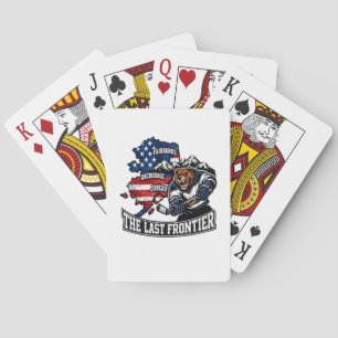 Retro Alaska The Last Frontier Ice Hockey Bear Map Playing Cards