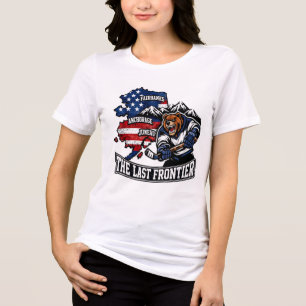 Retro Alaska The Last Frontier Ice Hockey Bear Map Tri-Blend Shirt