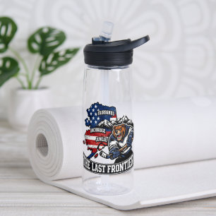 Retro Alaska The Last Frontier Ice Hockey Bear Map Water Bottle