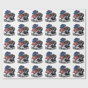 Retro Alaska The Last Frontier Ice Hockey Bear Map Wrapping Paper