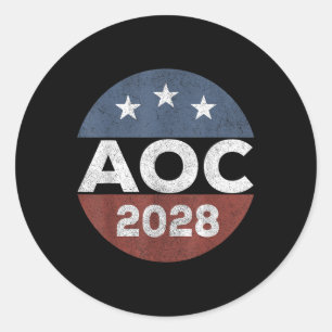 Retro Alexandria Ocasio Cortez Merch 2028 Uni-adul Classic Round Sticker