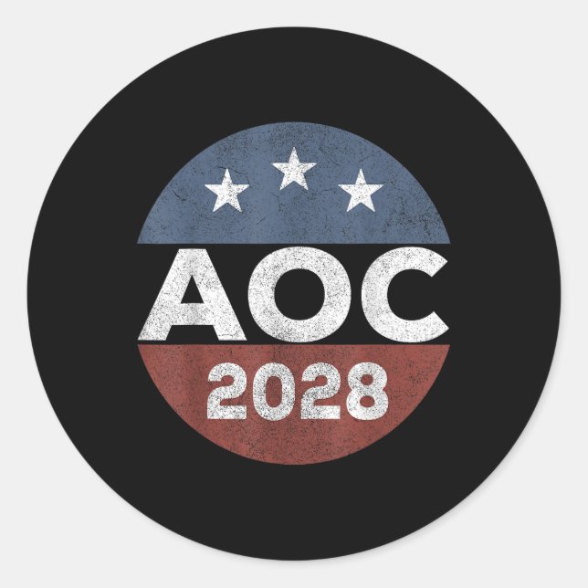 Retro Alexandria Ocasio Cortez Merch 2028 Uni-adul Classic Round Sticker (Front)