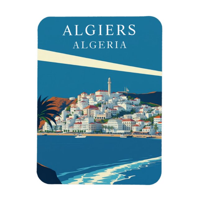 Retro Algiers Algeria Travel Souvenir Magnet (Vertical)