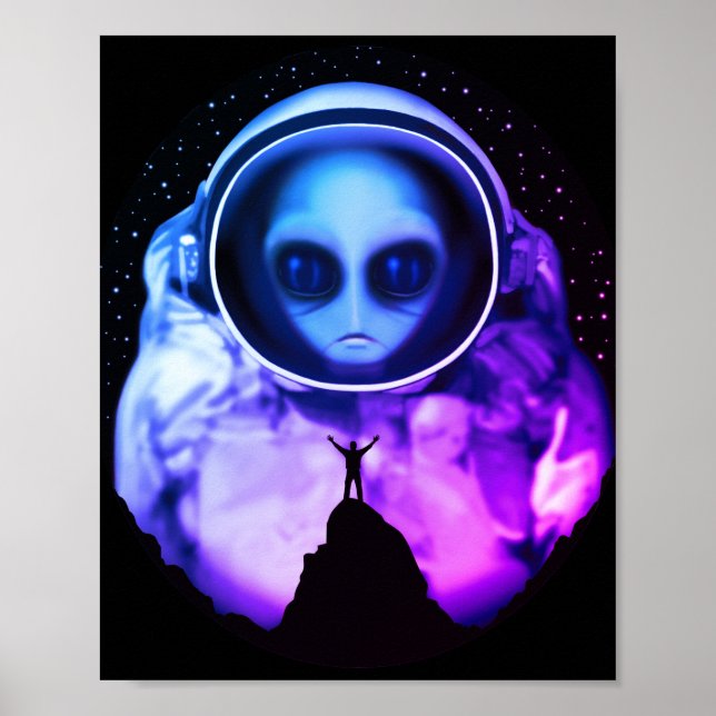 Retro Alien Astronaut Poster (Front)