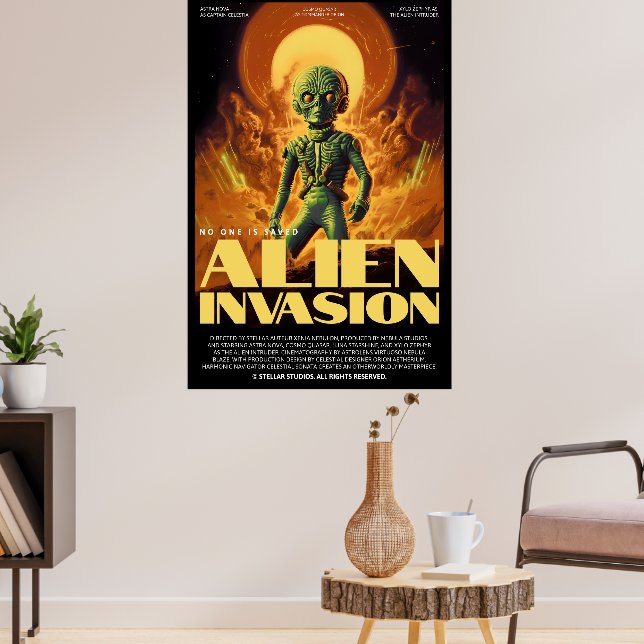 Retro Alien Sci-Fi Movie Inspired Wall Poster (Living Room 3)