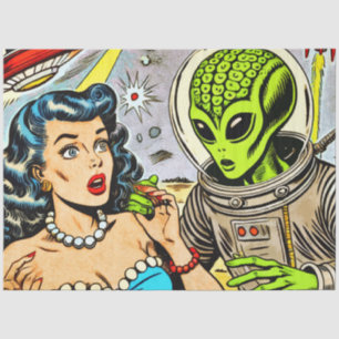 Retro Alien Science Fiction Comics Tissue Paper