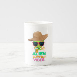 Retro Alien Summer Beach Vibes Bone China Mug