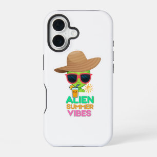 Retro Alien Summer Beach Vibes iPhone 16 Case