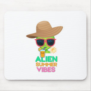 Retro Alien Summer Beach Vibes Mouse Mat
