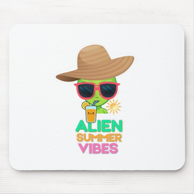 Retro Alien Summer Beach Vibes Mouse Mat (Front)