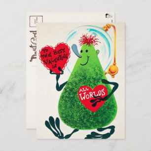 Retro Alien Valentine's Day Postcard