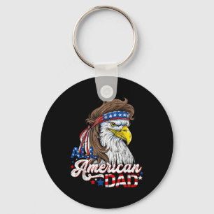 Retro All American Dad 4th Of July Shirt Daddy Eag Key Ring