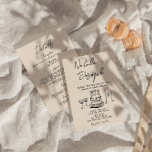 Retro All In One Hand Drawn Written Quirky Wedding Invitation<br><div class="desc">This wedding invitation is perfect for your wedding if you are looking for an elegant unique and easy editable invitation .An elegant unique simple minimalist cream and black hand drawn all in one double sided wedding template invitation. Which features plain creamy vintage background on the front and hand drawn cake...</div>