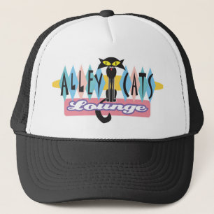 retro alley cats lounge sign trucker hat