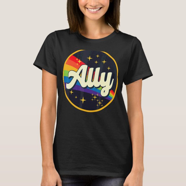 Retro Ally Lgbtq 70s Gay Pride Flag Lgbt T-Shirt (Front)