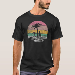 Retro Aloha Hawaii Hawaiian Island Palm Beach Surf T-Shirt