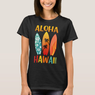 Retro Aloha Hawaii Hawaiian Island Surfboard Surf T-Shirt