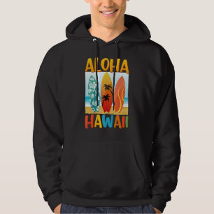 Retro Aloha Hawaii Hawaiian Island Surfboard Surfe Hoodie