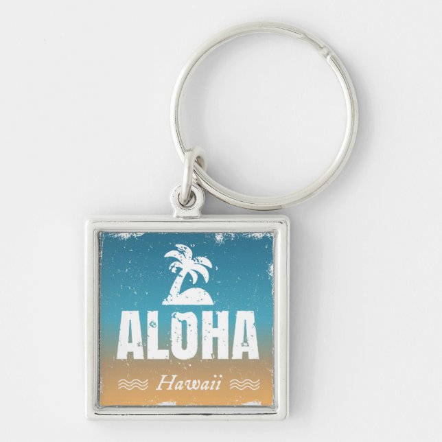 Retro Aloha Hawaii Key Ring (Front)