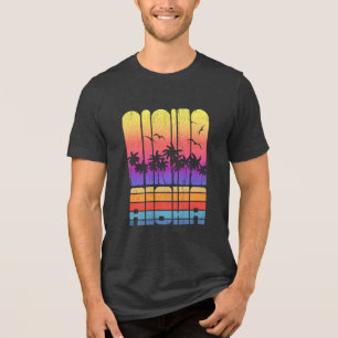 Retro Aloha Palm Trees Tropical Family Vacation Tri-Blend Shirt